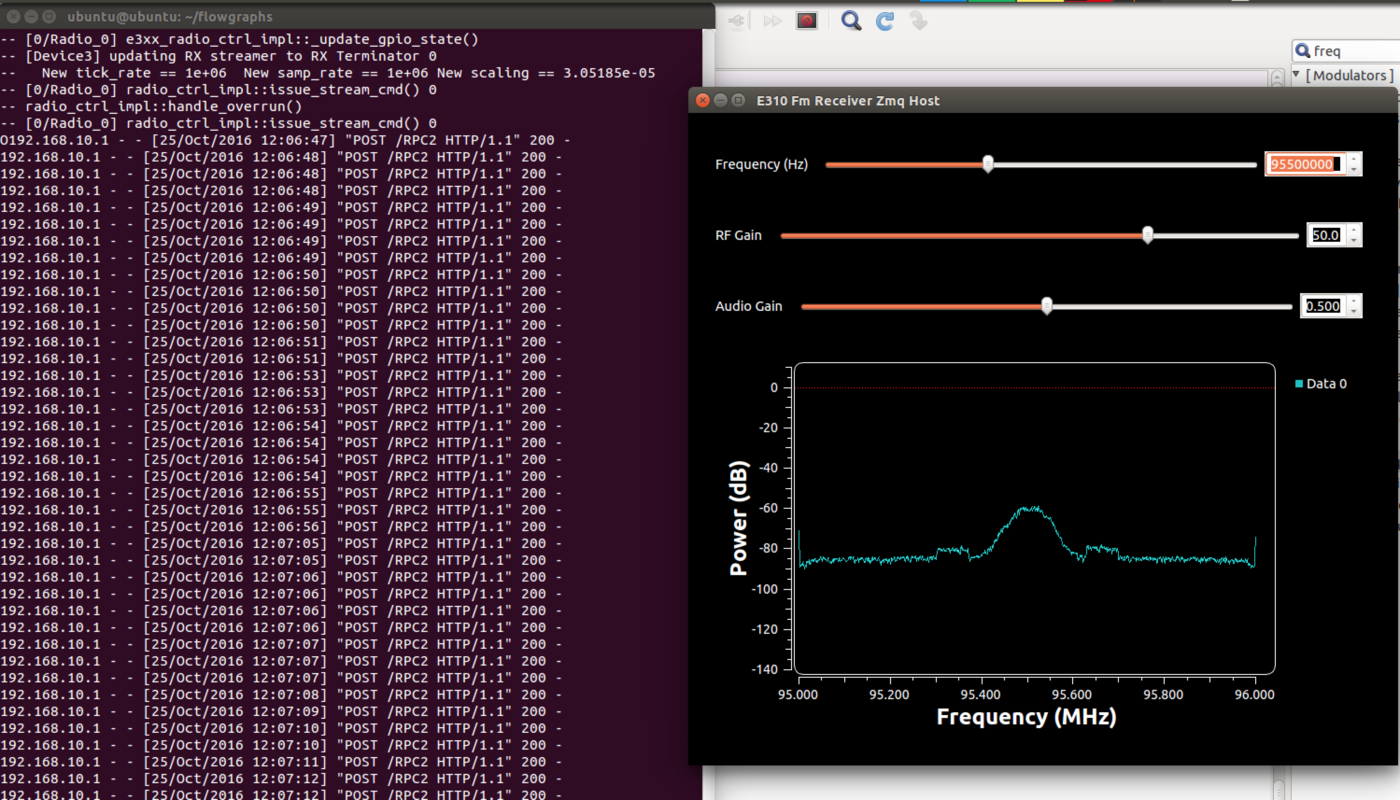 Streaming processed data from the E31x with GNU Radio and ZMQ Ettus