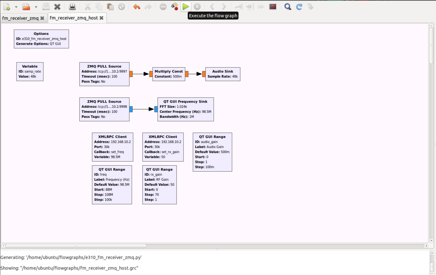 Streaming processed data from the E31x with GNU Radio and ZMQ Ettus